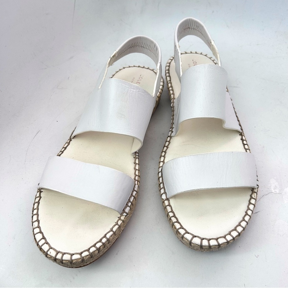 COLE HAAN Pinch Cloudfeel White Leather Espadrille Slingback Sandals Size 10 - Picture 5 of 13